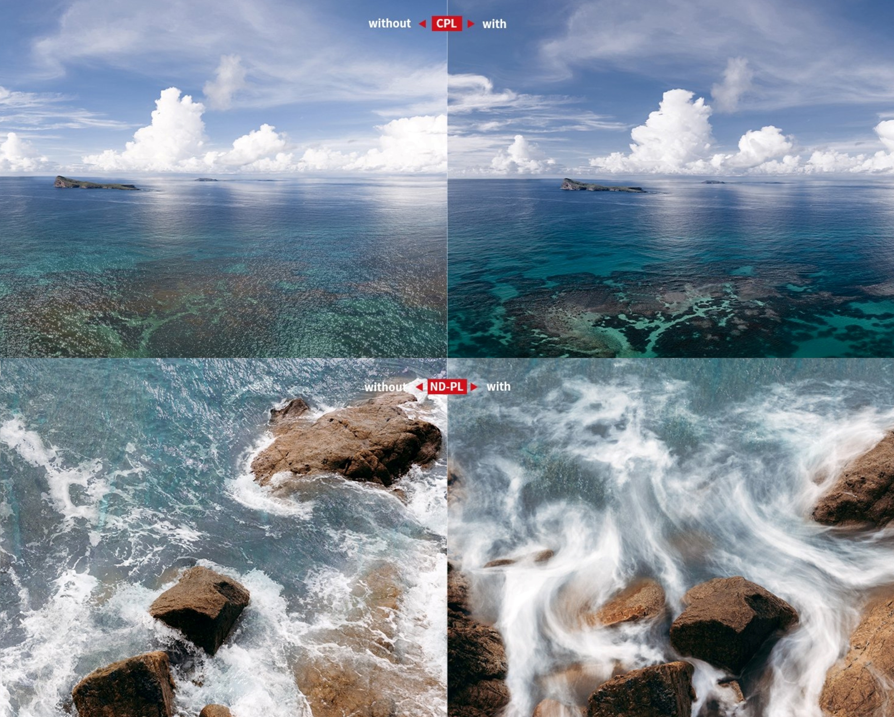 Díky sadě ND filtrů od DJI se bude tráva více zelenat, obloha bude jasně modrá a vodní plochy či skelné povrchy budou mnohem přirozenější bez jakýchkoliv dráždivých odlesků.