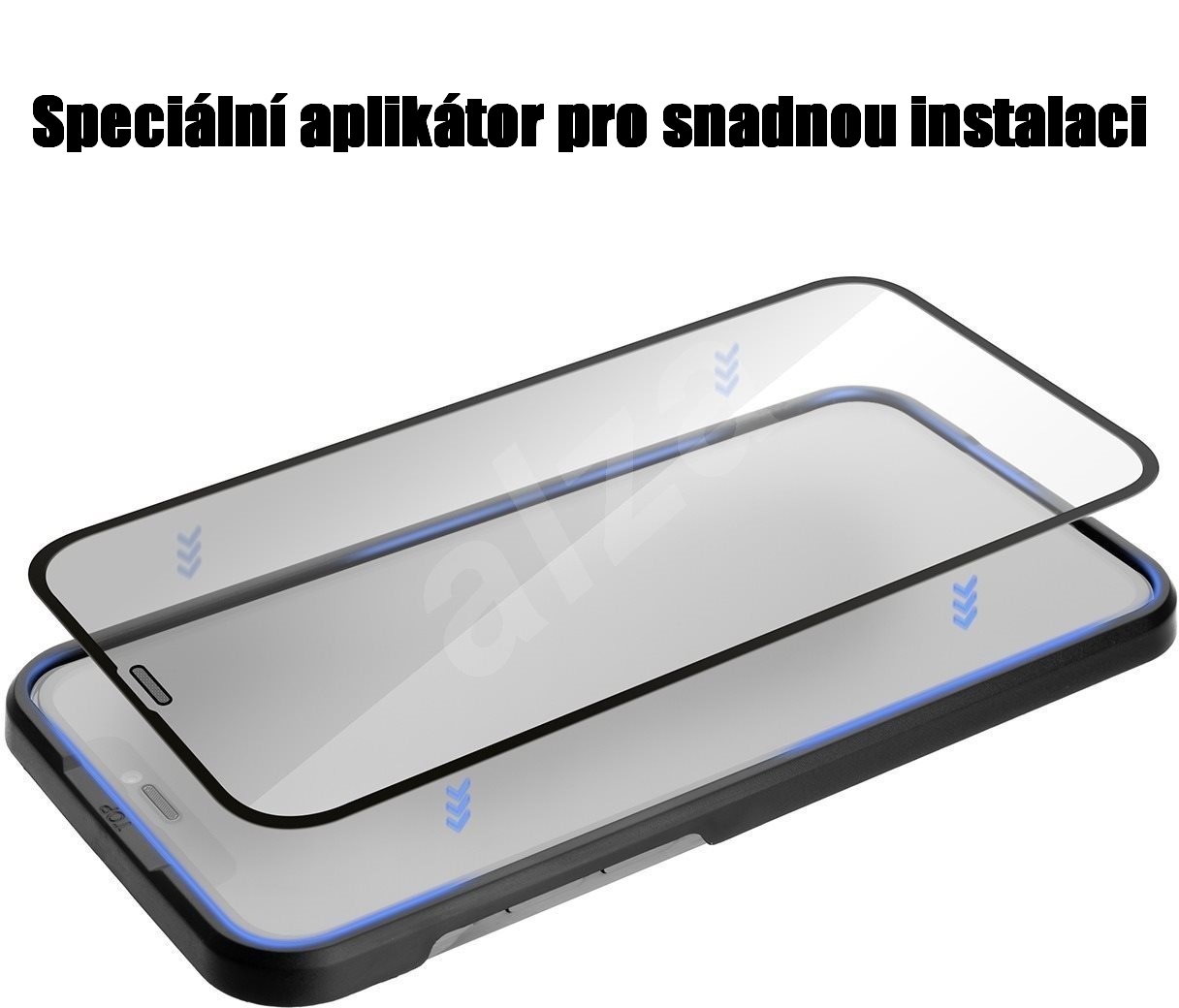Dodávaný aplikátor vám pomôže pri presnom nalepení 3D sklíčka FIXED Full-Cover na displej iPhonu 13/13 Pro.