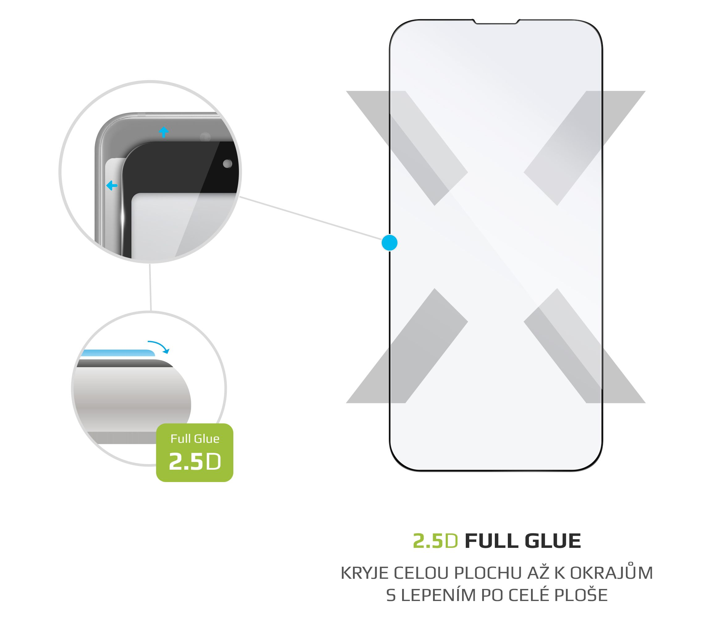 Tvrzené 2,sklo FIXED Full-Cover FIXGFA-723-BK je navrženo přesně na míru prémiového chytrého telefonu Apple iPhone 13 / 13 Pro.