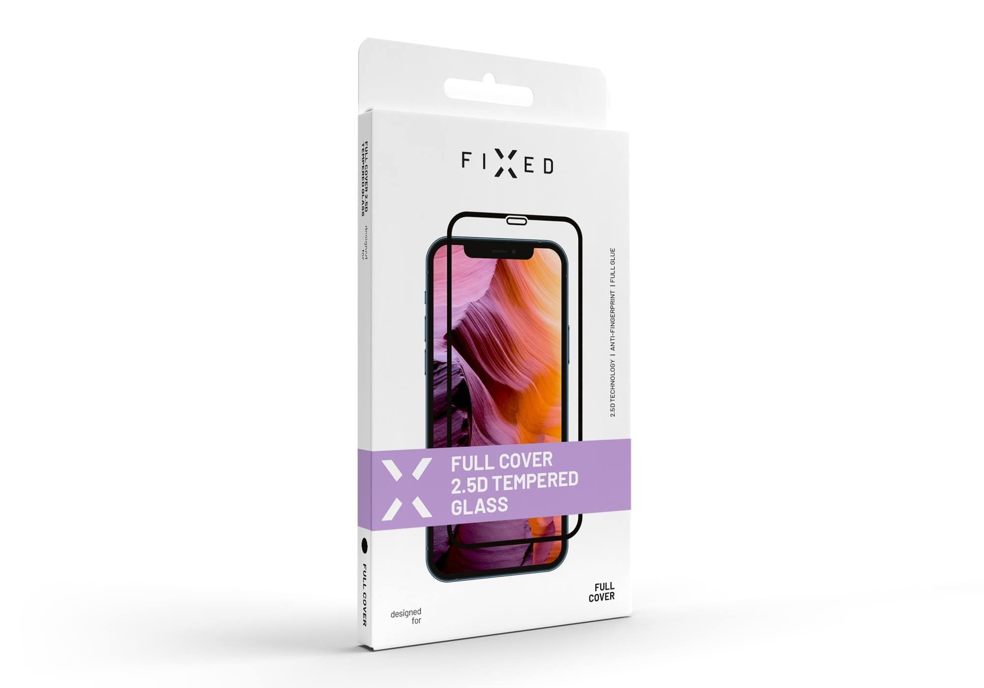 V balení naleznete vše potřebné pro nalepení sklíčka FIXED Full-Cover FIXGFA-723-BK na displej iPhonu 13 / Pro 13.