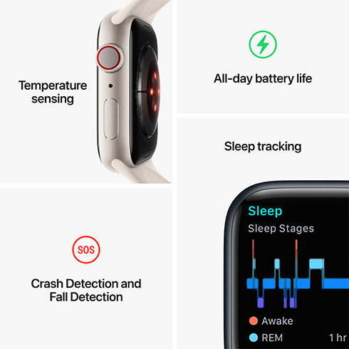 Hodinky Apple Watch Series 8 GPS + Cellular a ich funkcie - spánok a detekcia autonehody