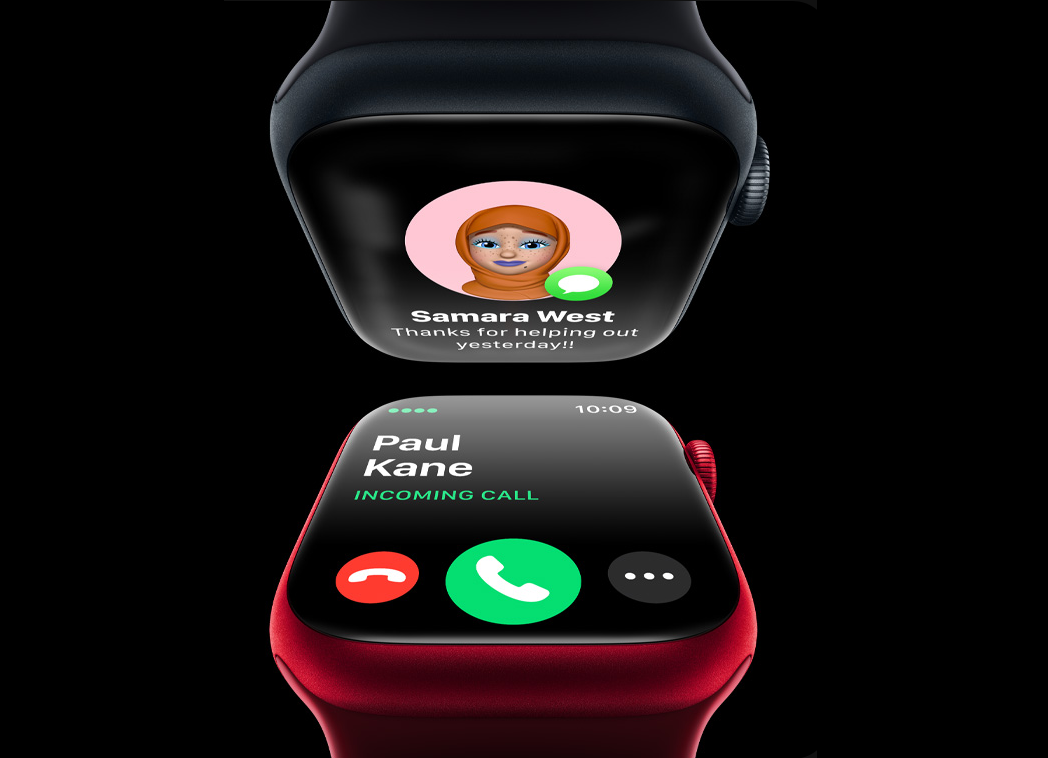 Chytré hodinky Apple Watch Series 8 umožňují komunikaci pomocí eSIM čipu či skrze spárovaný telefon.