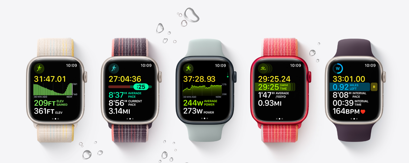 Chytré hodinky Apple Watch Series 8 jsou vhodné pro monitoring sportovních a outdoorových aktivit všeho druhu – běhání, jóga, plavání, jízda na kole, vysoce intenzivní intervalový trénink (HIIT) nebo tanec.