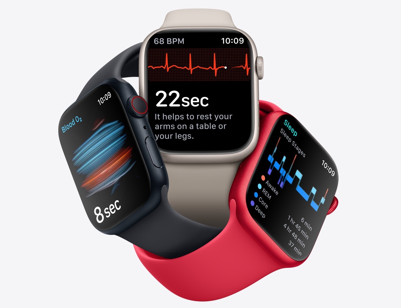 Chytré hodinky Apple Watch Series 8 podporují funkci SpO2 (oxymetr), která vyjadřuje úroveň saturace kyslíkem v krvi.
