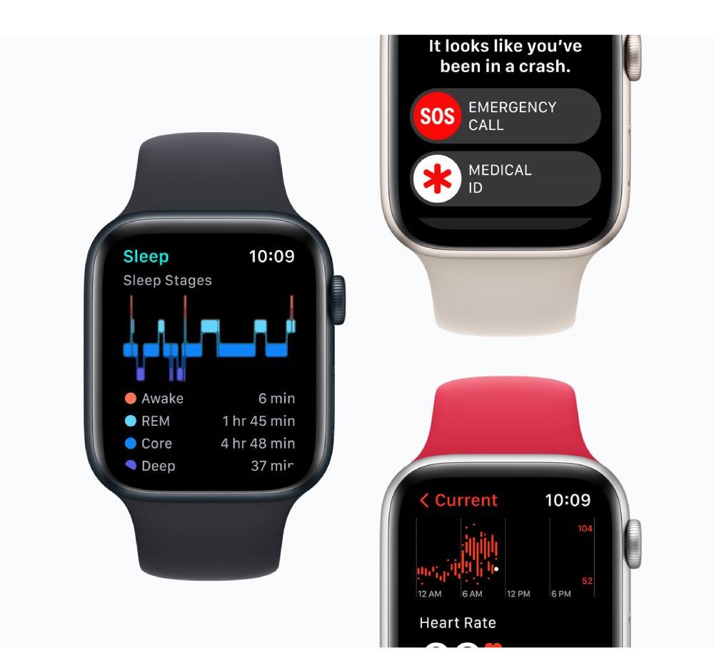 Apple Watch SE 2 ponúka aplikáciu Spánok, ktorá monitoruje dĺžku aj fázy spánku a taktiež dokáže detekovať najbežnejšie spánkové poruchy.