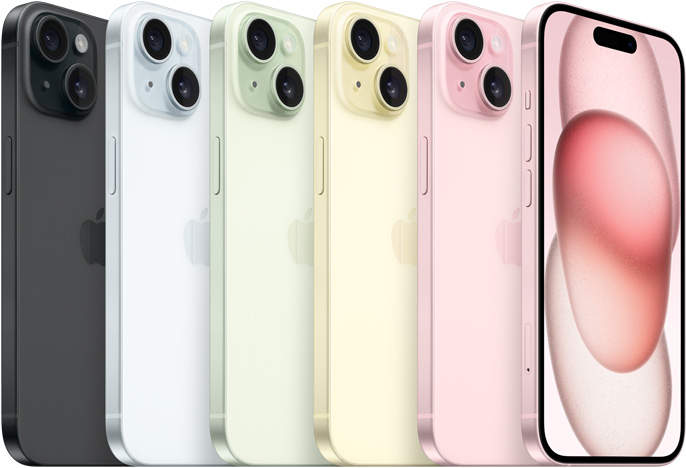 Mobilní telefon Apple iPhone 15 v různých barvách