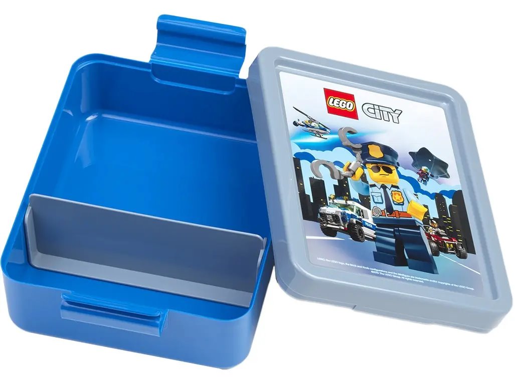 Svačinový box LEGO CITY s posuvným předělem na jídlo